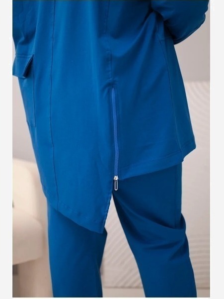 Dámsky bavlnený komplet Plus Size s mikinou a nohavicami chrpovo modrý