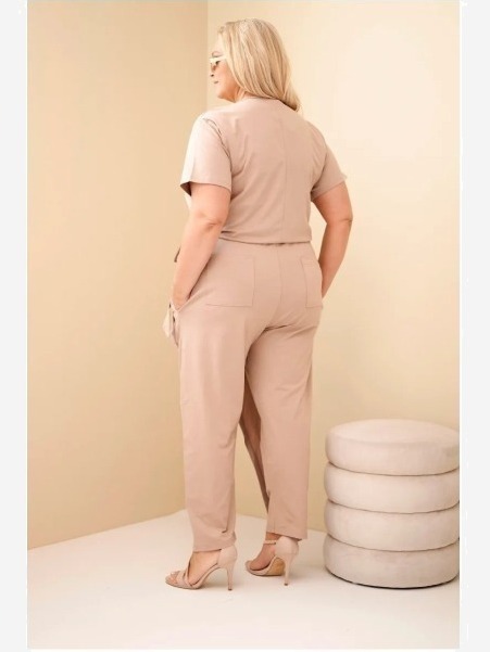 Dámsky bavlnený overal Plus Size so zaväzovaním v páse fango