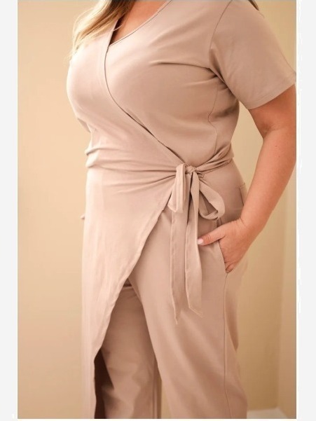 Dámsky bavlnený overal Plus Size so zaväzovaním v páse fango