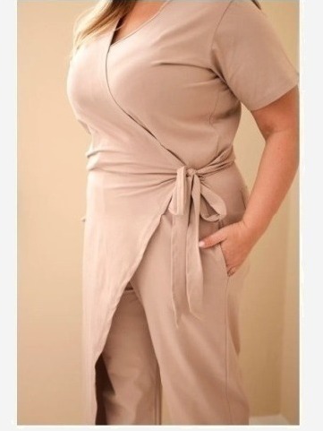 Dámsky bavlnený overal Plus Size so zaväzovaním v páse fango