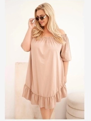 Dámske plus size bavlnené šaty s volánom fango