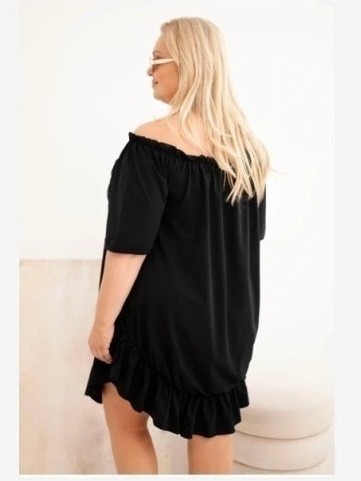 Dámske bavlnené šaty Plus Size s volánom čierna