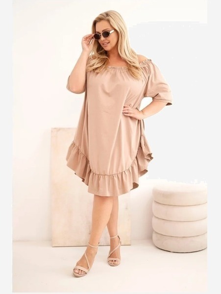 Dámske plus size bavlnené šaty s volánom fango