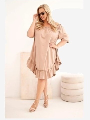 Dámske plus size bavlnené šaty s volánom fango