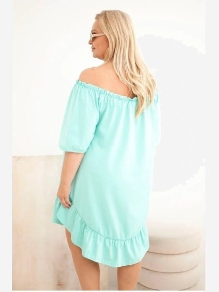Dámske bavlnené šaty Plus Size s volánom mätová