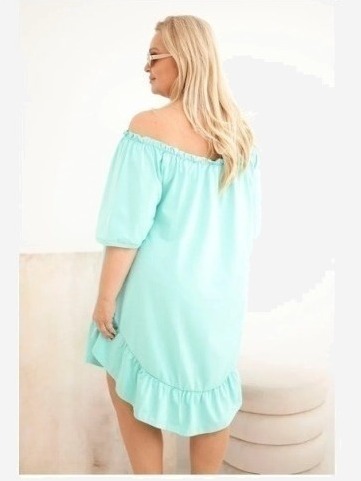 Dámske bavlnené šaty Plus Size s volánom mätová