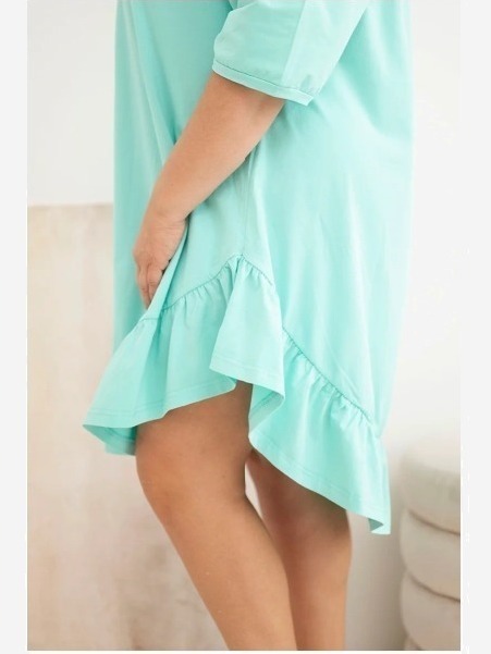 Dámske bavlnené šaty Plus Size s volánom mätová