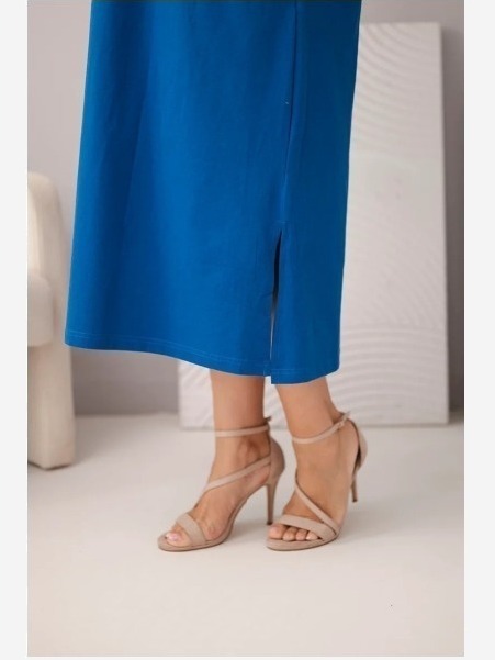 Dámske plus size bavlnené šaty s výstrihom do V chrpovo modrá
