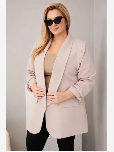 Dámske elegantné sako Plus Size tmavo béžová