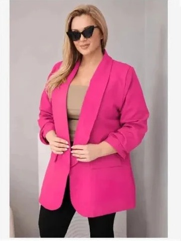 Dámske sako Plus Size elegantné fuksiová