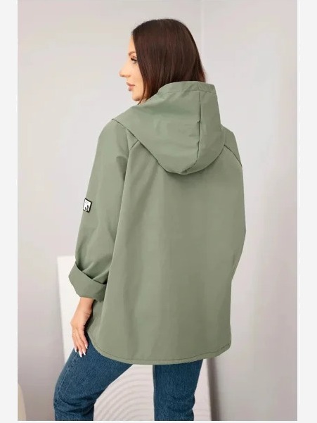 Dámska jarná bunda s kapucňou a sťahovacou šnúrkou khaki
