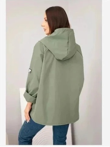Dámska jarná bunda s kapucňou a sťahovacou šnúrkou khaki