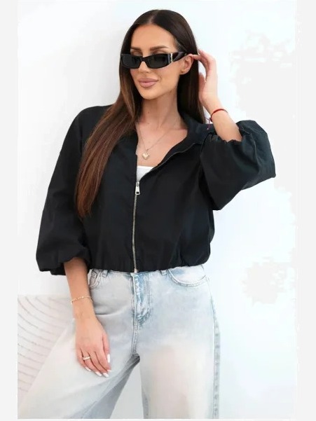 Dámska bavlnená bomber bunda na zips čierna