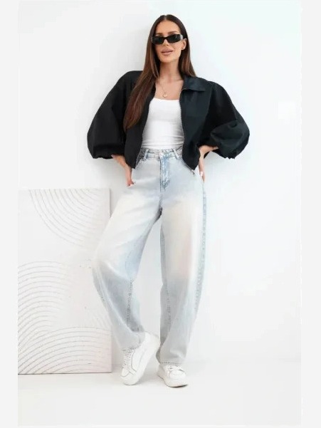 Dámska bavlnená bomber bunda na zips čierna