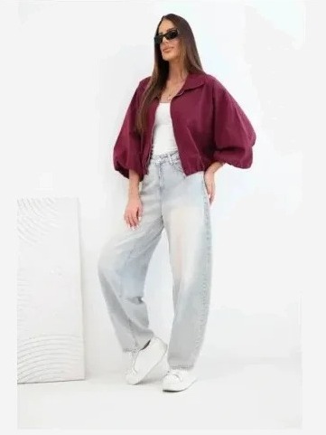 Dámska bavlnená bomber bunda na zips slivková