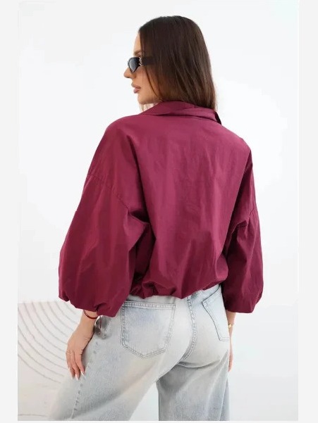 Dámska bavlnená bomber bunda na zips slivková