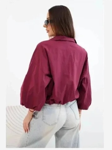 Dámska bavlnená bomber bunda na zips slivková
