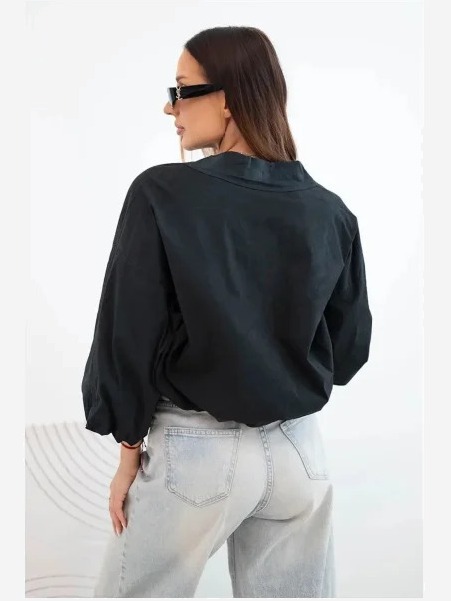 Dámska bavlnená bomber bunda na zips čierna