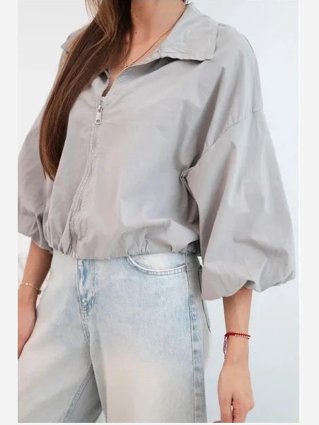 Dámska bavlnená bomber bunda na zips fango zelená