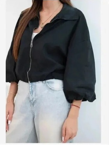 Dámska bavlnená bomber bunda na zips čierna