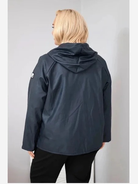 Dámska bunda Plus Size s kapucňou a nastaviteľným spodkom modrá