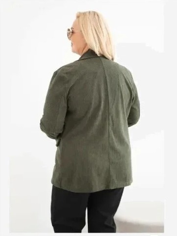 Dámske sako Plus Size manžel s klopami a vreckami khaki