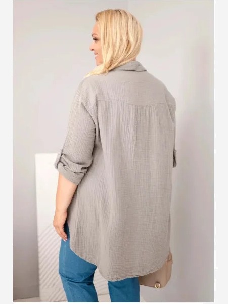 Bavlnená mušelínová košeľa Plus Size fango