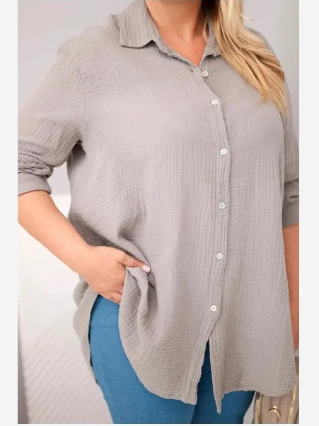 Bavlnená mušelínová košeľa Plus Size fango