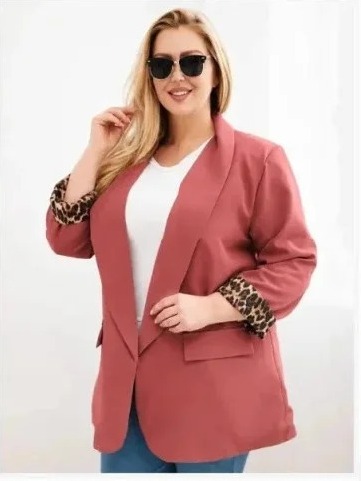 Dámske sako Plus Size s panterkovou podšívkou ruda