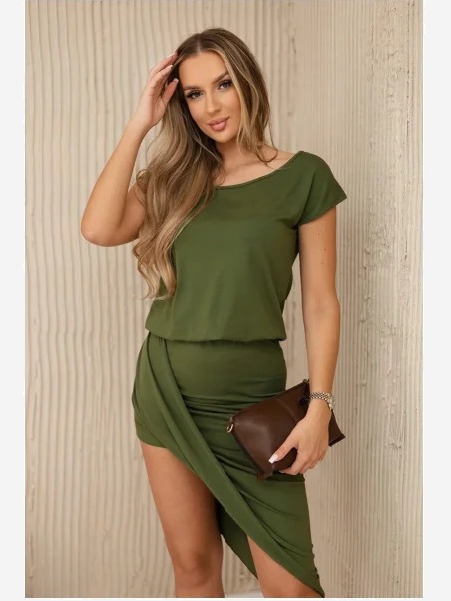 Asymetrické šaty khaki