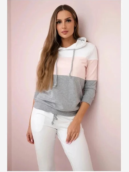 Súprava s farebnými pruhmi biela+prášková ružová