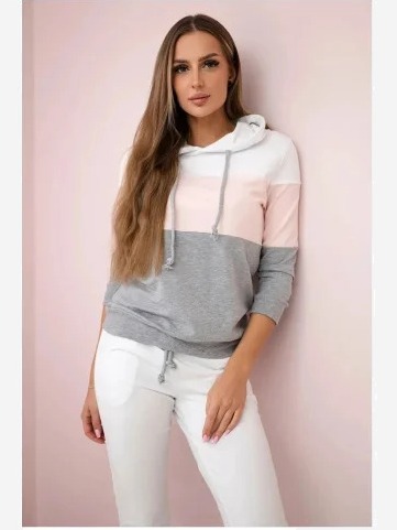 Súprava s farebnými pruhmi biela+prášková ružová