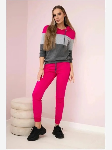 Súprava s farebnými pruhmi fuchsie+šedá