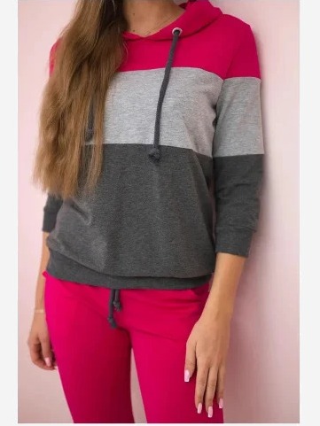 Súprava s farebnými pruhmi fuchsie+šedá