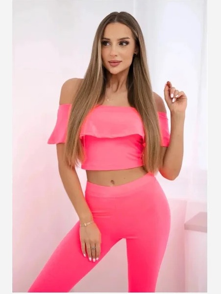 Sada s volánikom ružový neón