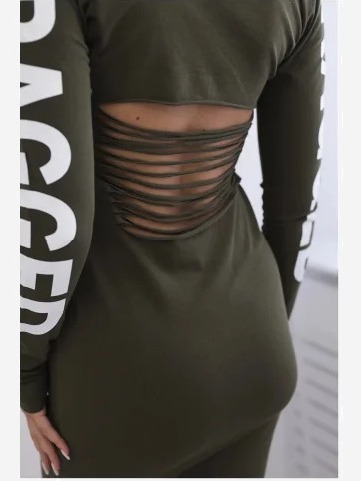 Šaty Ragged khaki
