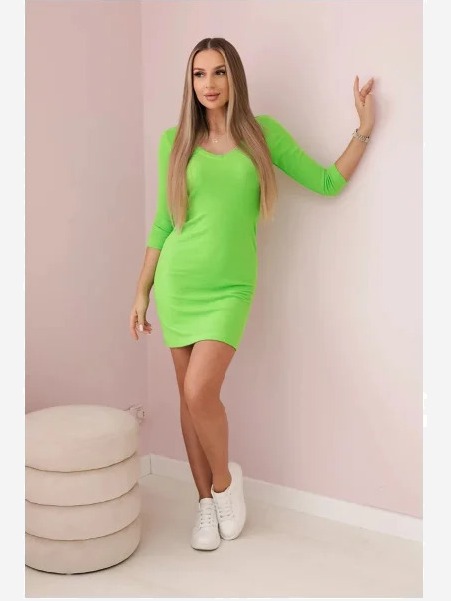 Šaty s výstrihom zelená neón