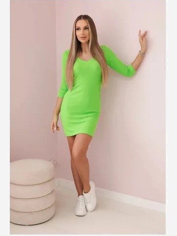 Šaty s výstrihom zelená neón