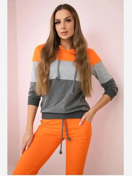 Súprava s farebnými pruhmi oranžový+šedá