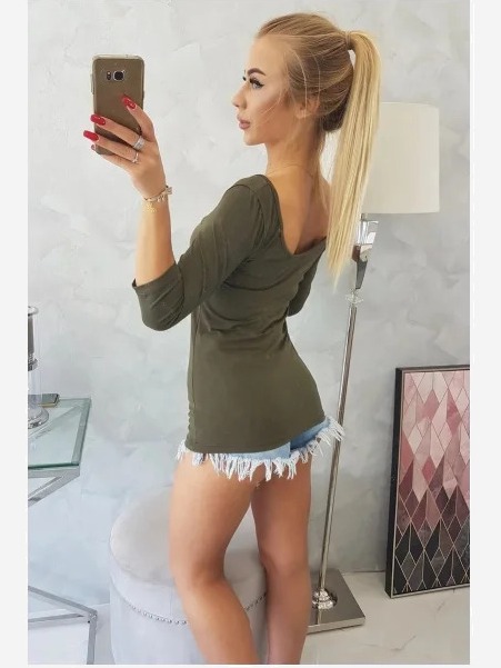 tričko okrúhly výstrih khaki