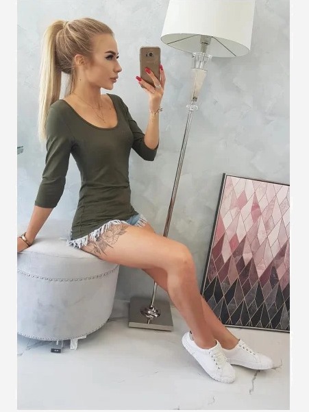 tričko okrúhly výstrih khaki