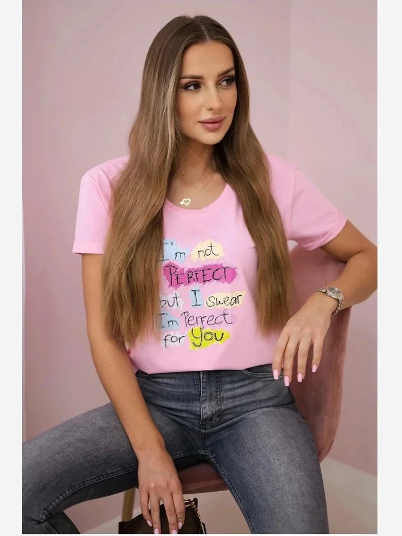 Tričko s potlačou Perfect prášková ružová