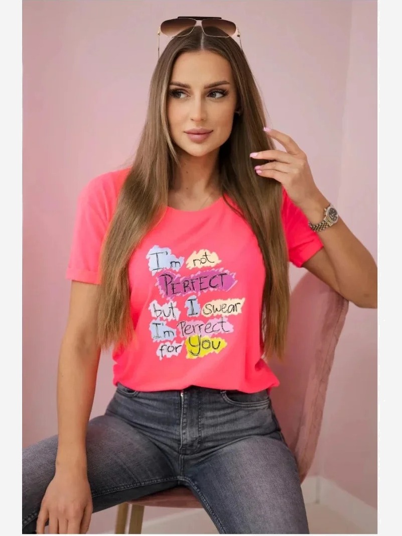 Tričko s potlačou Perfect ružový neón