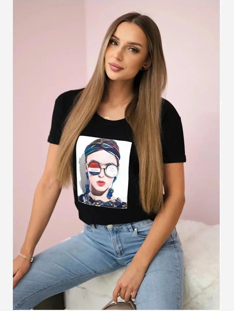 Tričko s grafikou ženy čierna