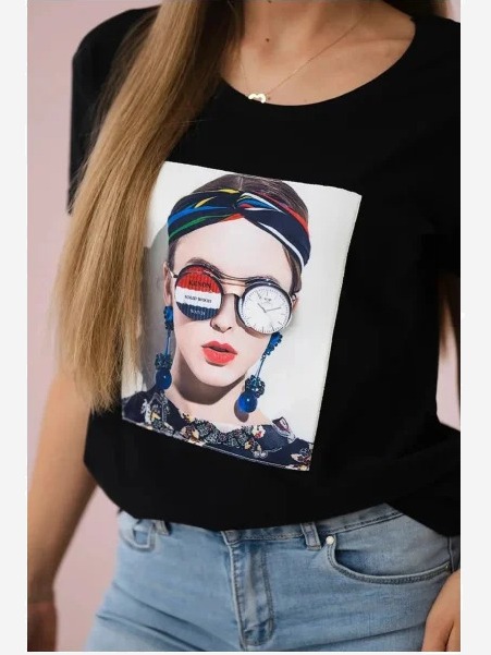Tričko s grafikou ženy čierna