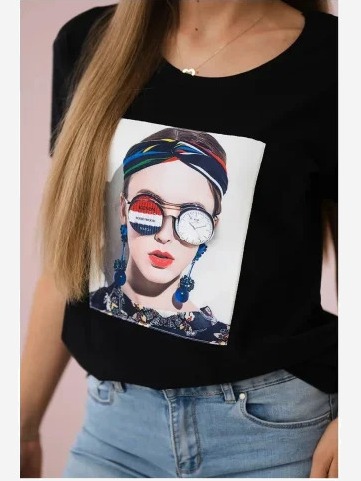 Tričko s grafikou ženy čierna