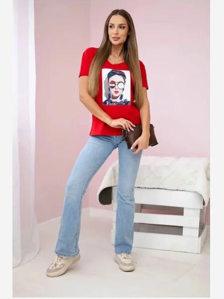 Tričko s grafikou ženy červená