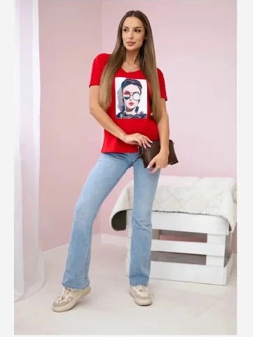Tričko s grafikou ženy červená