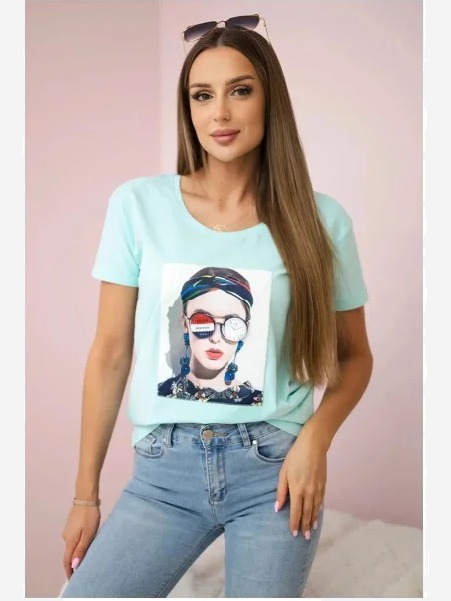 Tričko s grafikou ženy mäta