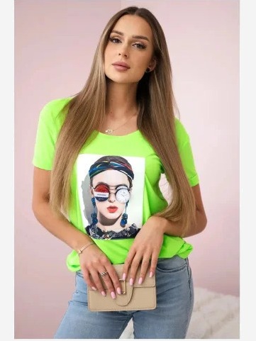 Tričko s grafikou ženy zelený neón